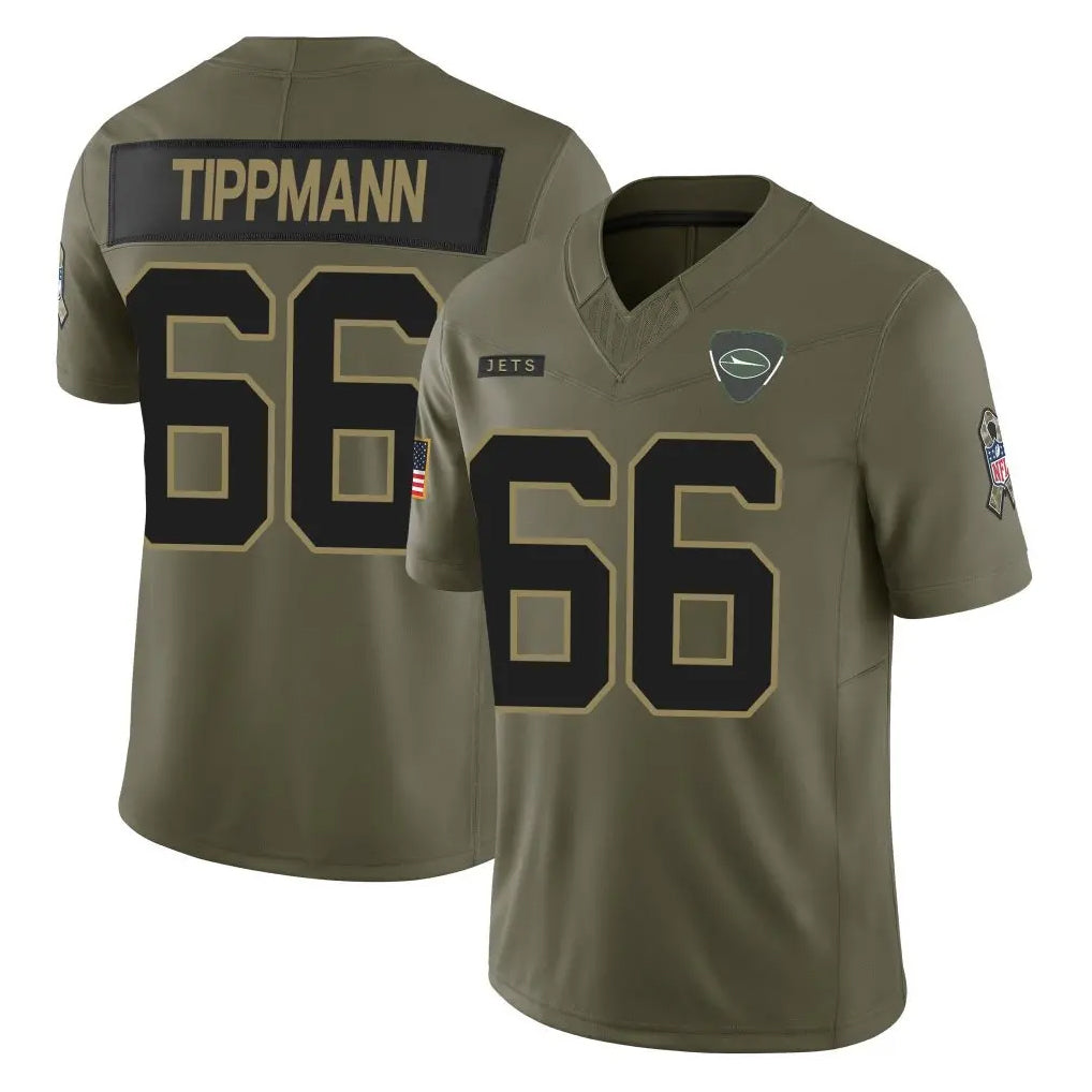 Boles NY.Jets #66 Joe Tippmann Player Olive 2025 Salute To Service Limited Stitched Jerseys