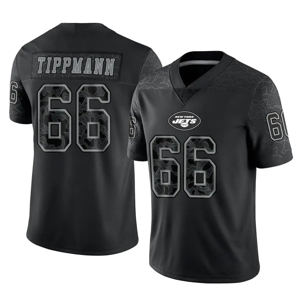 Boles NY.Jets #66 Joe Tippmann Player Stealth Black Limited Reflective Home Game Stitched Jerseys