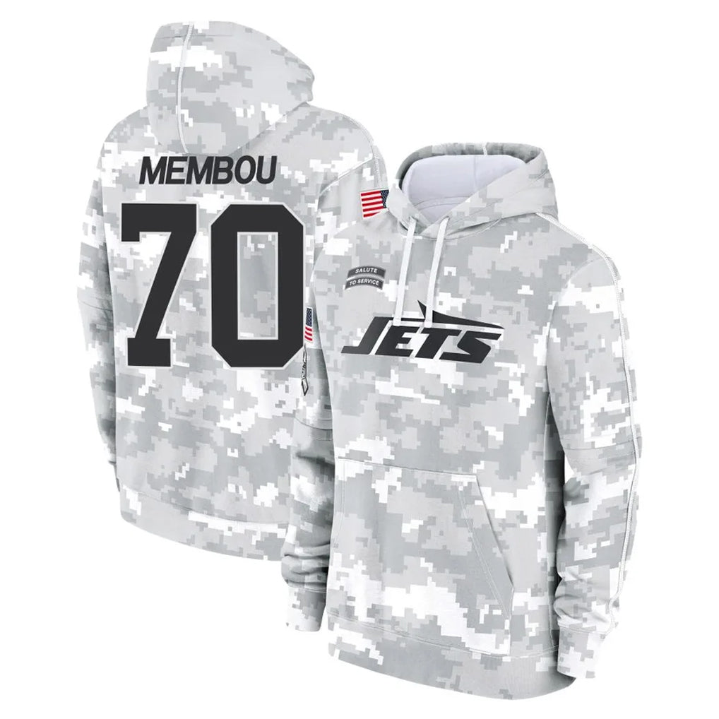 Boles NY.Jets #70 Armand Membou Player Arctic Camo Salute to Service Pullover Hoodies Limited Game Stitched Jerseys