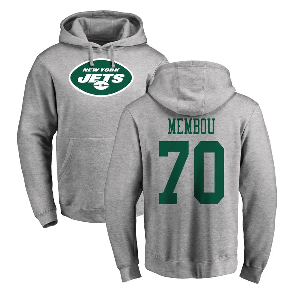 Boles NY.Jets #70 Armand Membou Player Gray LOGO Pullover Hoodies Limited Game Stitched Jerseys