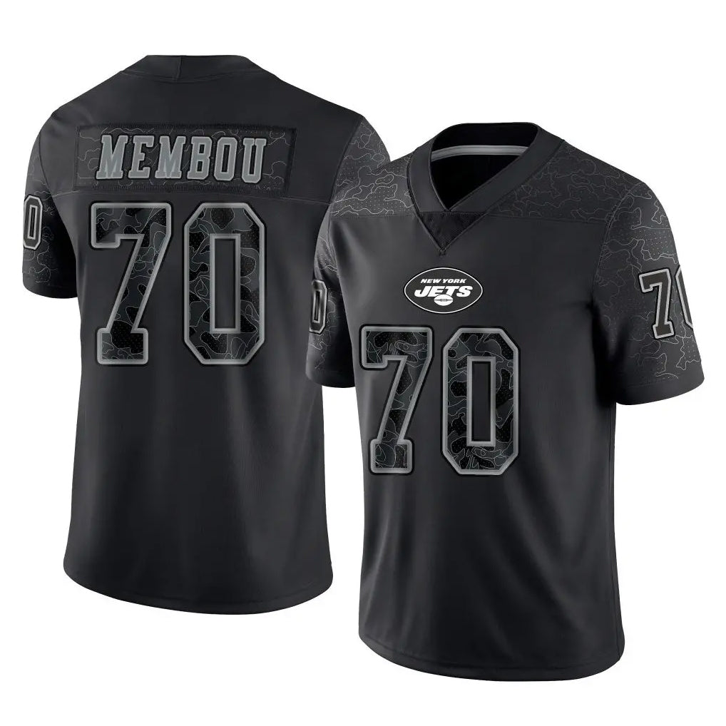 Boles NY.Jets #70 Armand Membou Player Stealth Black Limited Reflective Home Game Stitched Jerseys