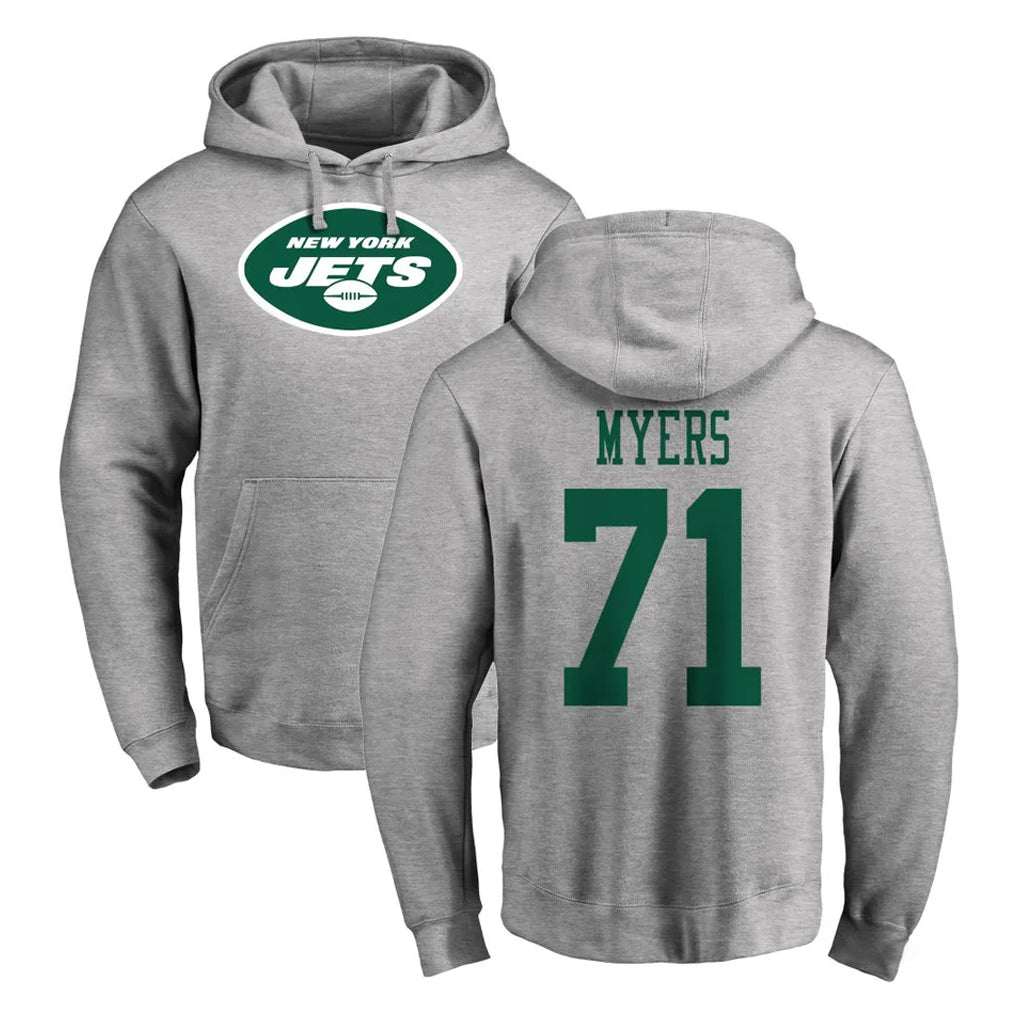 Boles NY.Jets #71 Josh Myers Player Gray LOGO Pullover Hoodies Limited Game Stitched Jerseys