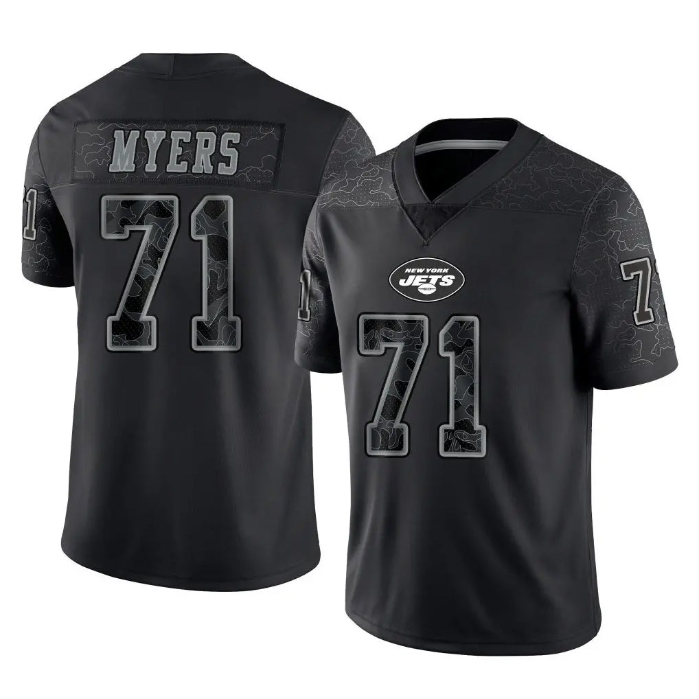 Boles NY.Jets #71 Josh Myers Player Stealth Black Limited Reflective Home Game Stitched Jerseys