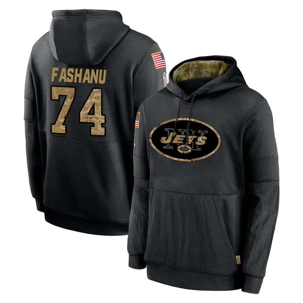 Boles NY.Jets #74 Olu Fashanu Player Black Salute to Service Hoodies Limited Game Stitched Jerseys