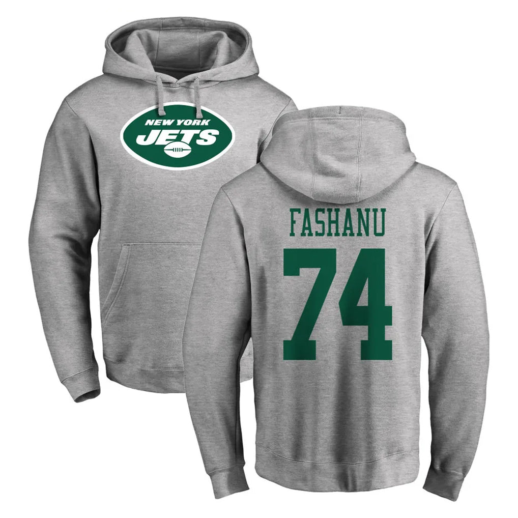 Boles NY.Jets #74 Olu Fashanu Player Gray LOGO Pullover Hoodies Limited Game Stitched Jerseys