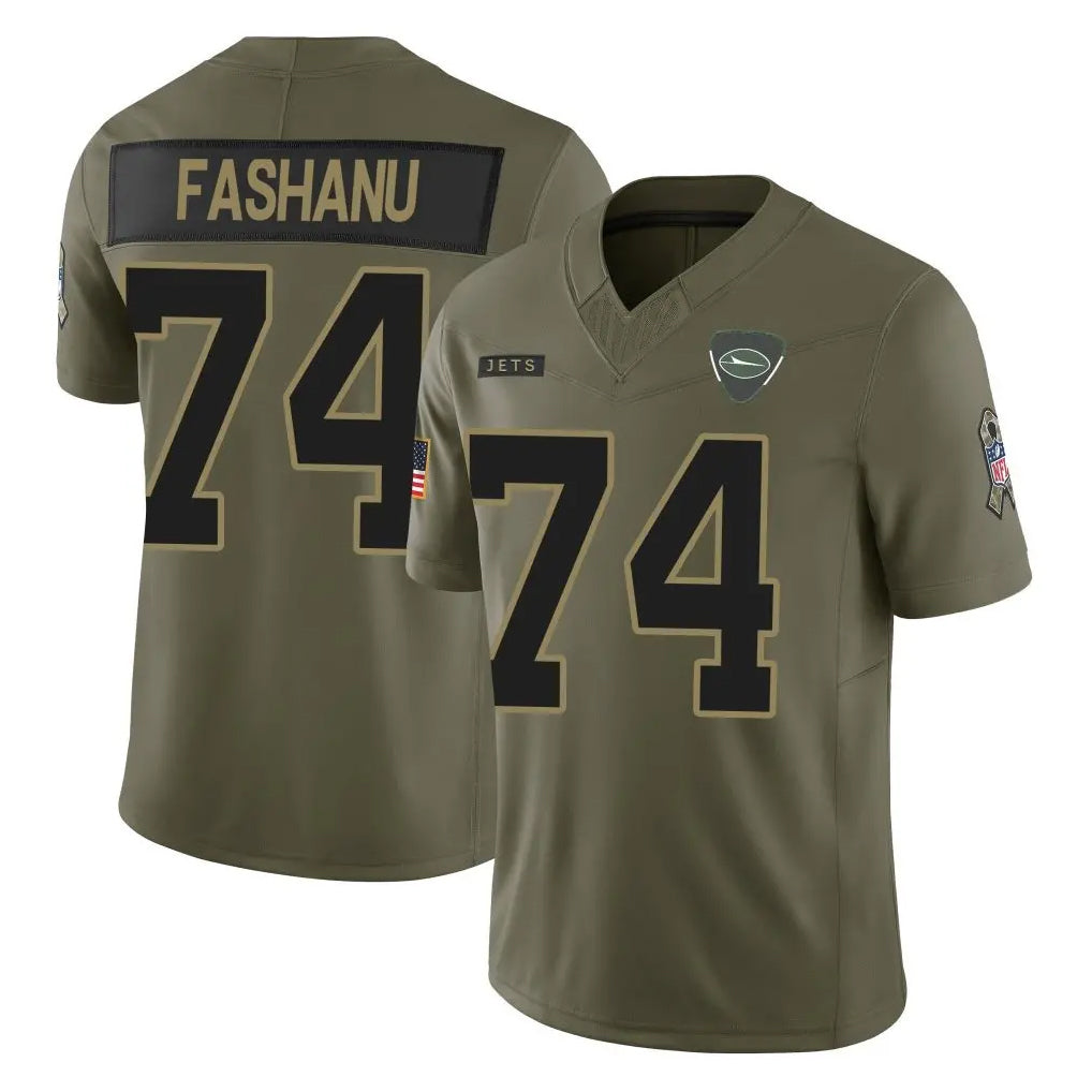 Boles NY.Jets #74 Olu Fashanu Player Olive 2025 Salute To Service Limited Stitched Jerseys