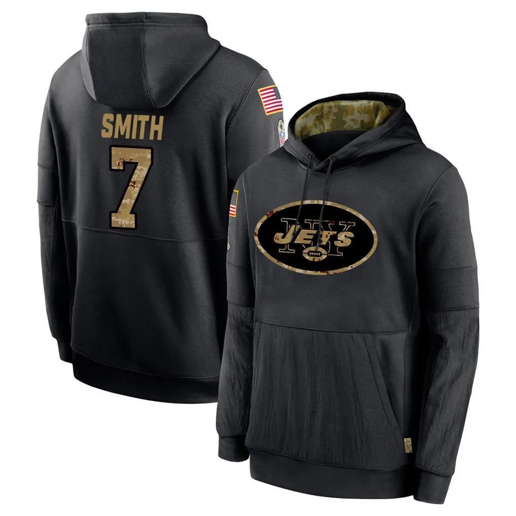 Boles NY.Jets #7 Geno Smith Player Black Salute to Service Hoodies Limited Game Stitched Jerseys