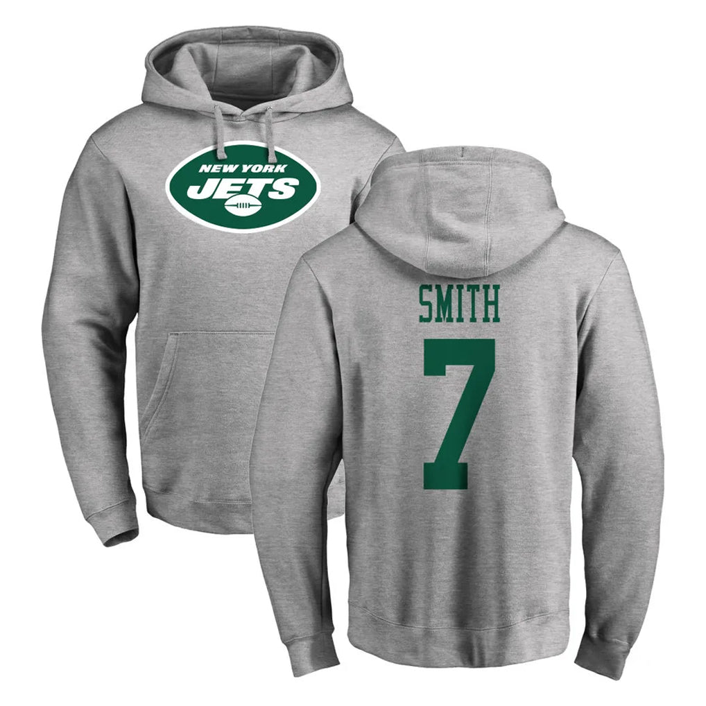 Boles NY.Jets #7 Geno Smith Player Gray LOGO Pullover Hoodies Limited Game Stitched Jerseys