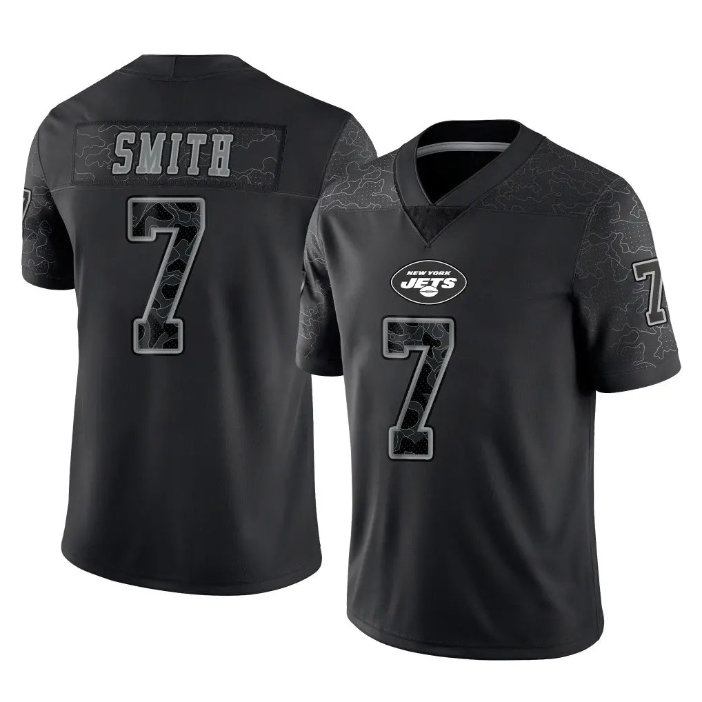 Boles NY.Jets #7 Geno Smith Player Stealth Black Limited Reflective Home Game Stitched Jerseys