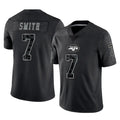 Boles NY.Jets #7 Geno Smith Player Stealth Black Limited Reflective Home Game Stitched Jerseys