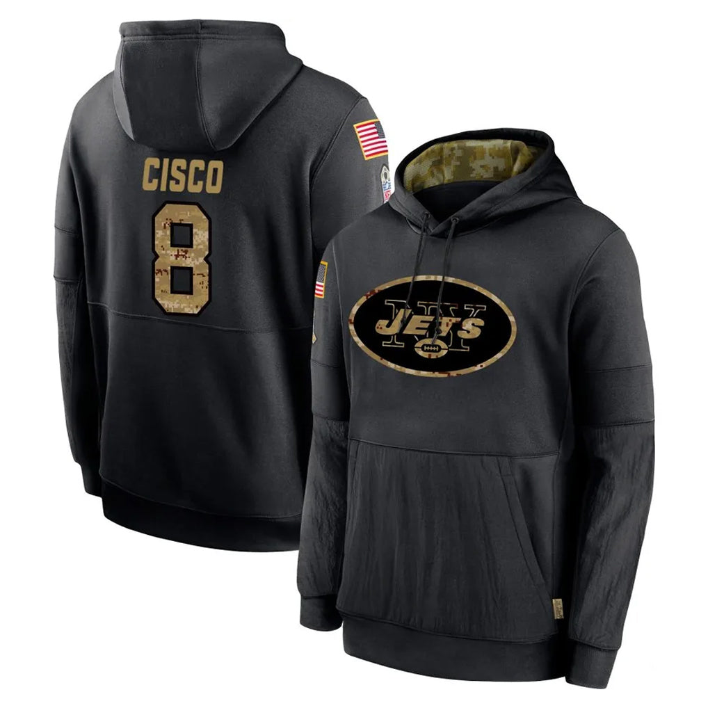Boles NY.Jets #8 Andre Cisco Player Black Salute to Service Hoodies Limited Game Stitched Jerseys