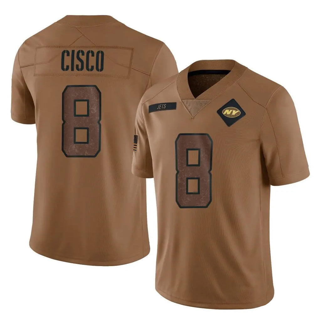 Boles NY.Jets #8 Andre Cisco Player Brown Salute To Service Limited Stitched Jerseys