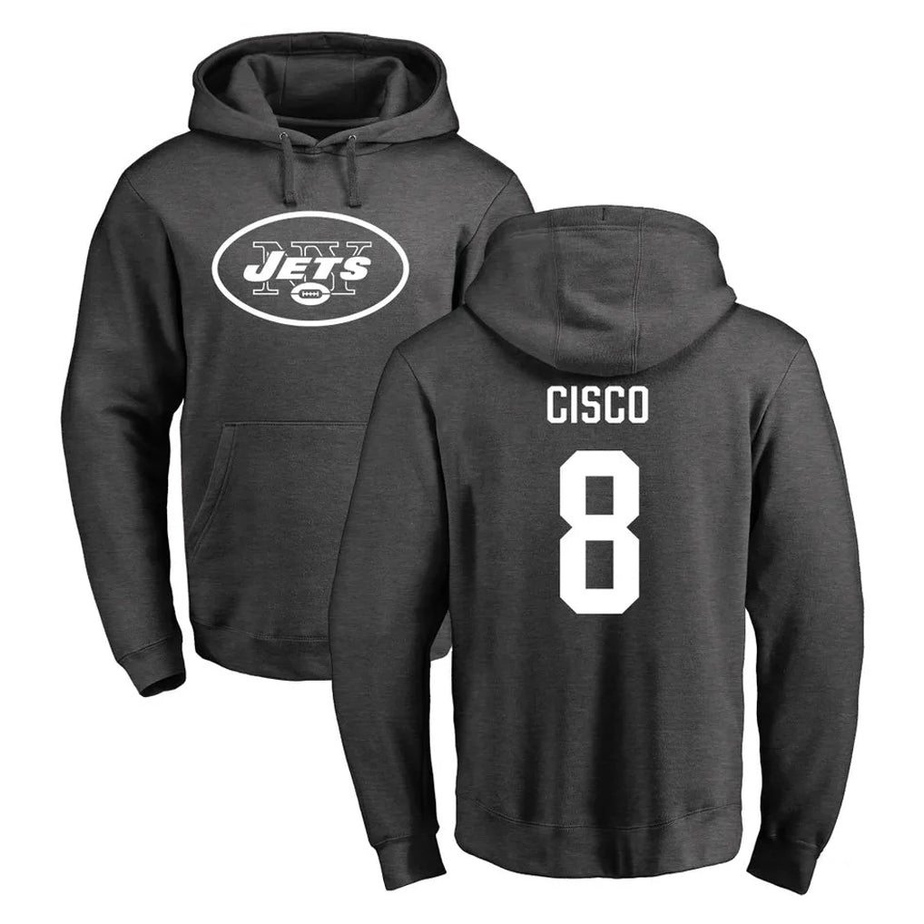 Boles NY.Jets #8 Andre Cisco Player Gray Pullover Hoodies Limited Game Stitched Jerseys