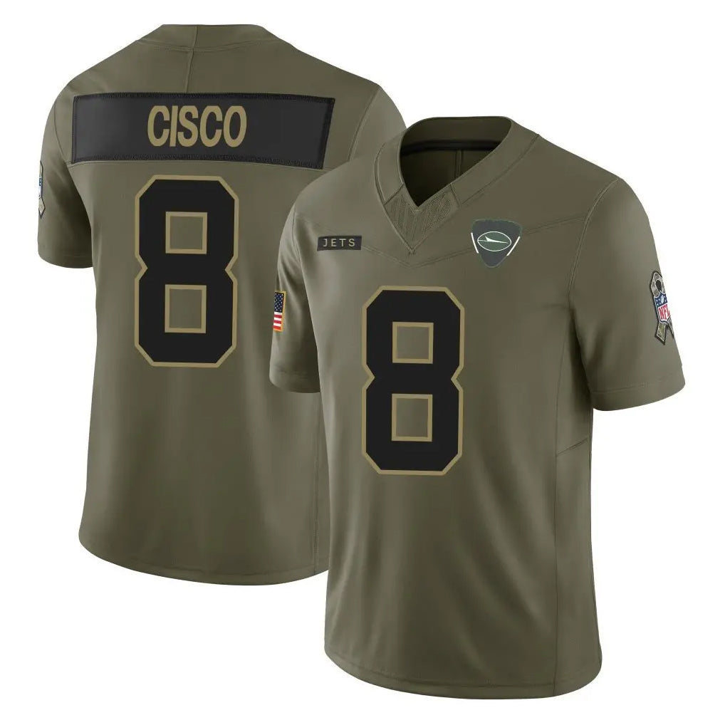 Boles NY.Jets #8 Andre Cisco Player Olive 2025 Salute To Service Limited Stitched Jerseys
