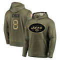 Boles NY.Jets #8 Andre Cisco Player Olive Salute to Service Pullover Hoodies Home Game Stitched Jerseys