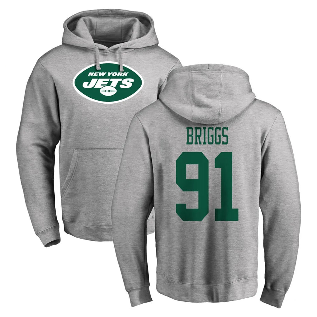 Boles NY.Jets #91 Jowon Briggs Player Gray LOGO Pullover Hoodies Limited Game Stitched Jerseys