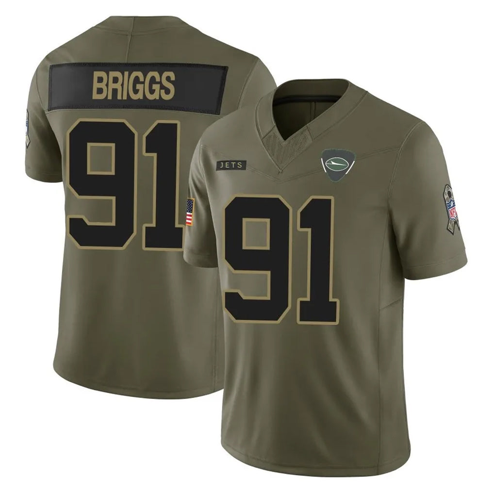 Boles NY.Jets #91 Jowon Briggs Player Olive 2025 Salute To Service Limited Stitched Jerseys