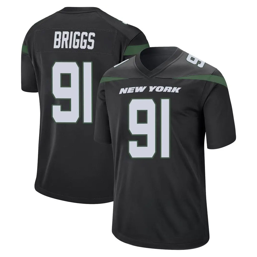 Boles NY.Jets #91 Jowon Briggs Player Stealth Black Home Game Stitched Jerseys