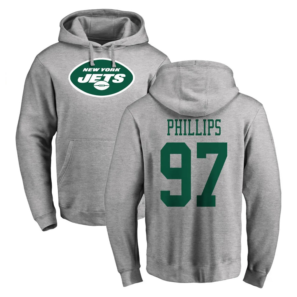 Boles NY.Jets #97 Harrison Phillips Player Gray LOGO Pullover Hoodies Limited Game Stitched Jerseys