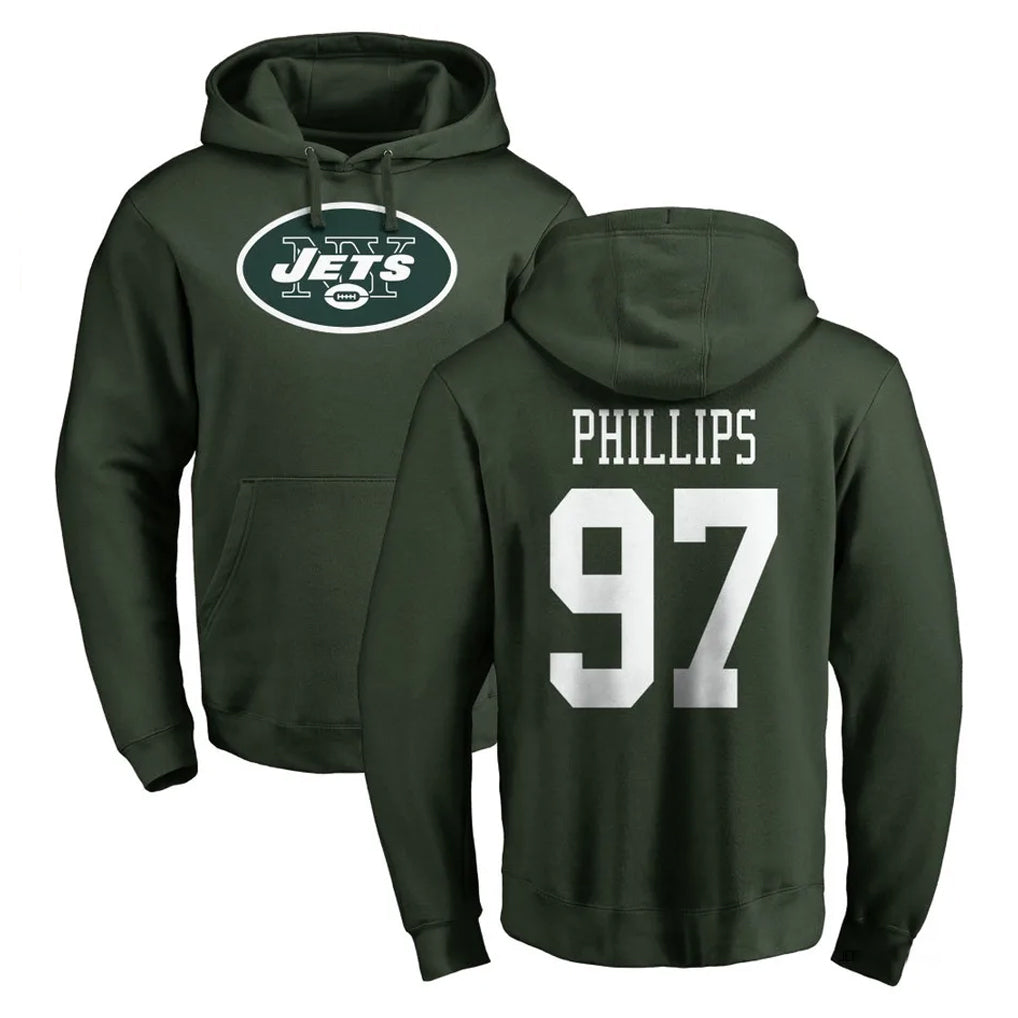 Boles NY.Jets #97 Harrison Phillips Player Green LOGO Pullover Hoodies Limited Game Stitched Jerseys