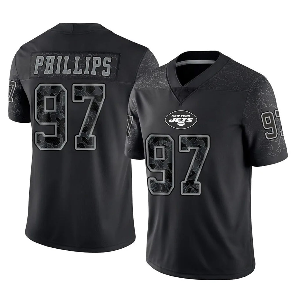 Boles NY.Jets #97 Harrison Phillips Player Stealth Black Limited Reflective Home Game Stitched Jerseys