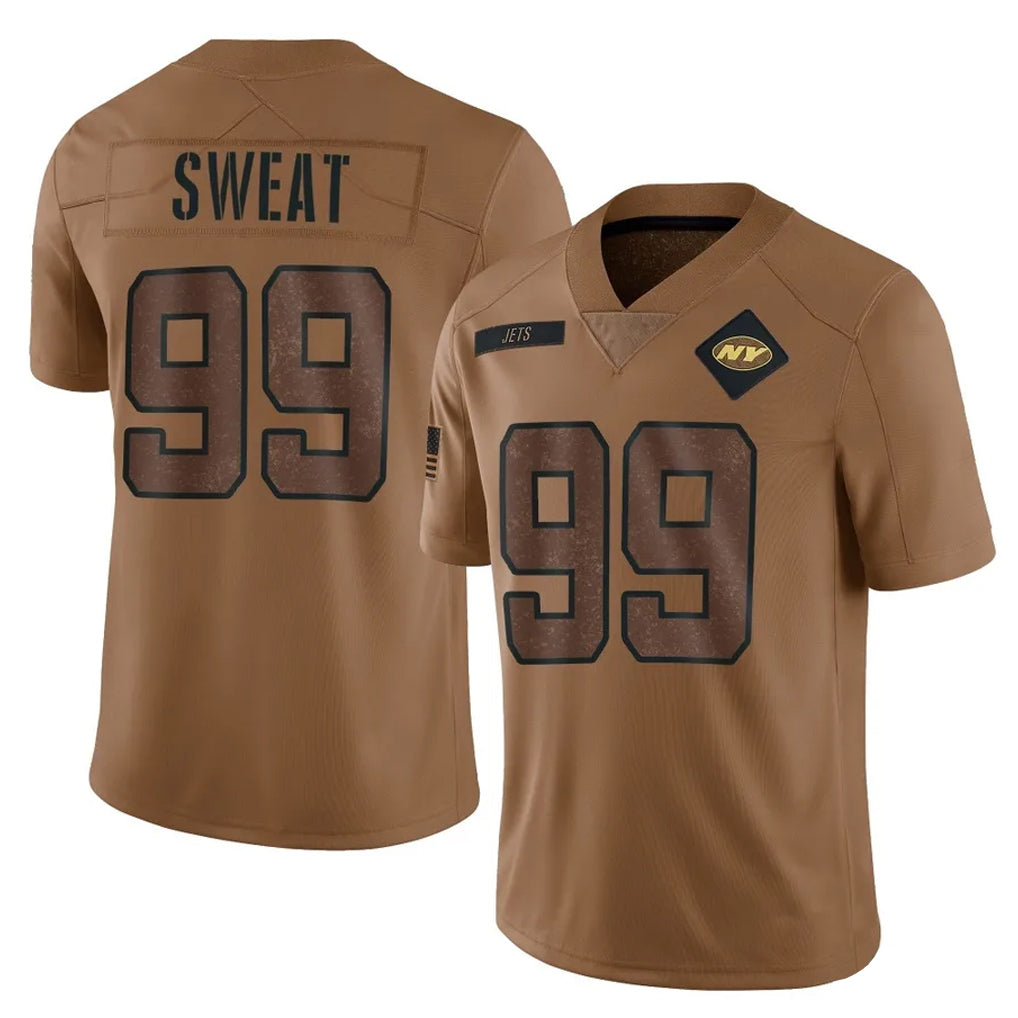Boles NY.Jets #99 T'Vondre Sweat Player Brown Salute To Service Limited Stitched Jerseys