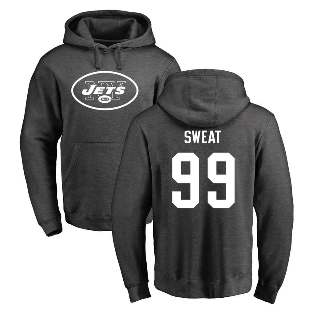 Boles NY.Jets #99 T'Vondre Sweat Player Gray Pullover Hoodies Limited Game Stitched Jerseys