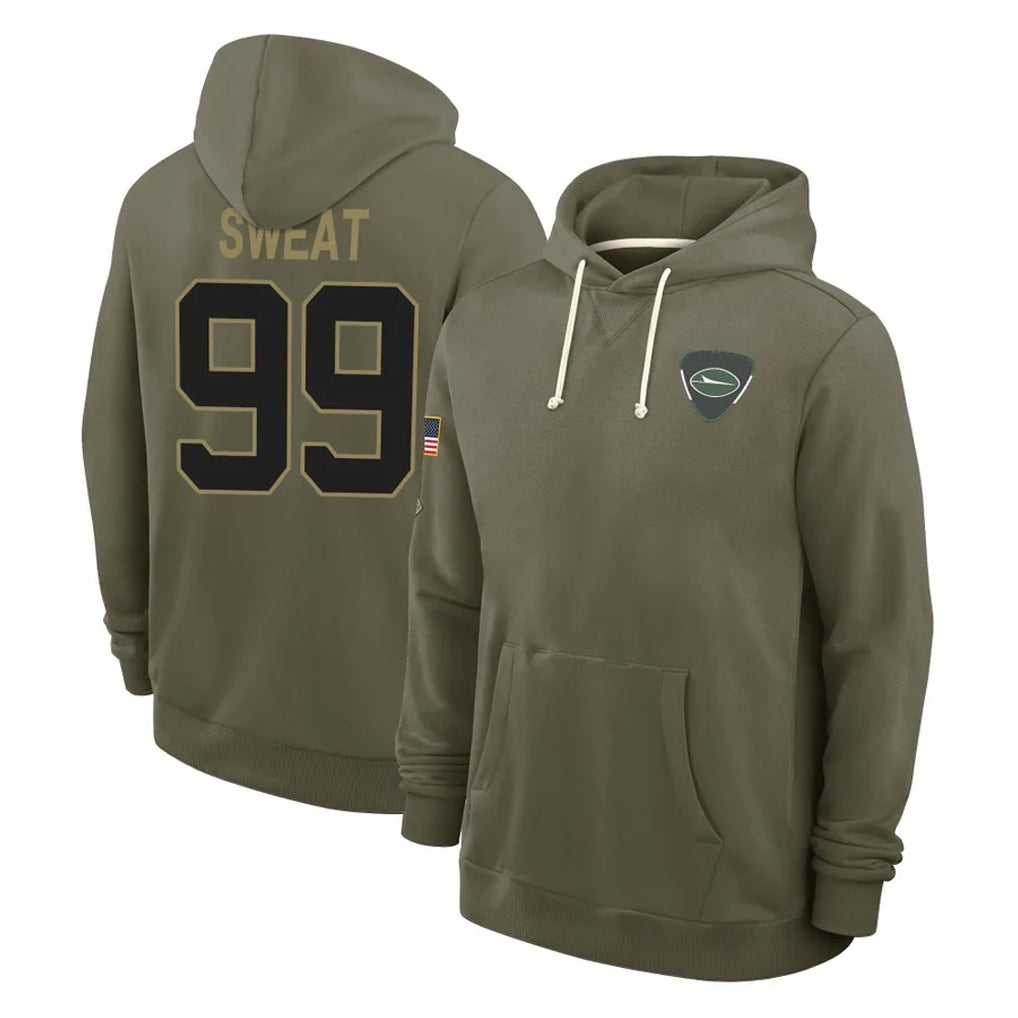 Boles NY.Jets #99 T'Vondre Sweat Player Olive Salute to Service Pullover Hoodies Limited Stitched Jerseys