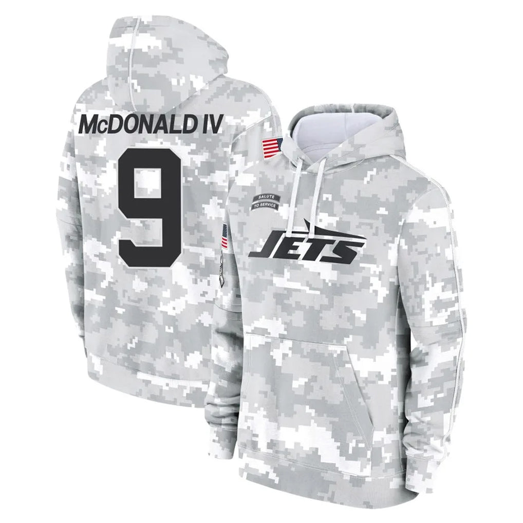 Boles NY.Jets #9 Will McDonald IV Player Arctic Camo Salute to Service Pullover Hoodies Limited Game Stitched Jerseys