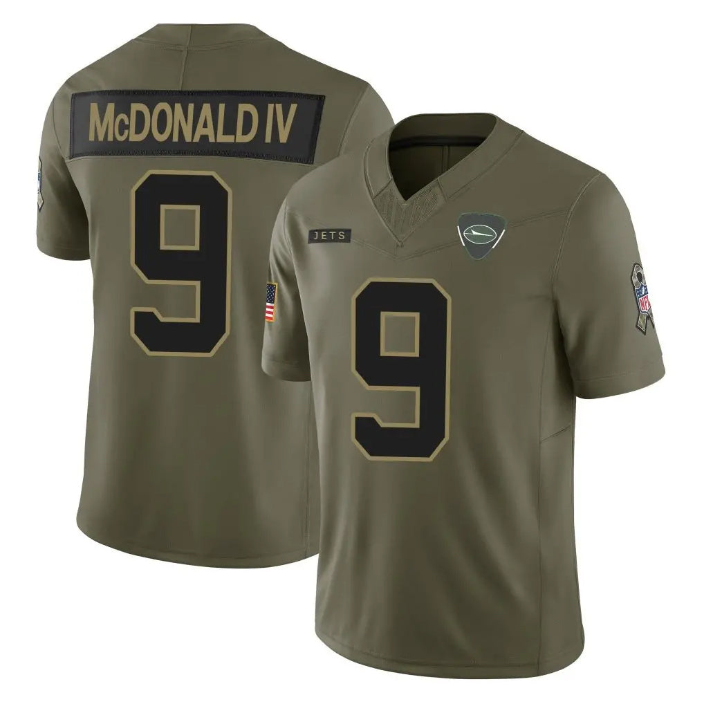 Boles NY.Jets #9 Will McDonald IV Player Olive 2025 Salute To Service Limited Stitched Jerseys