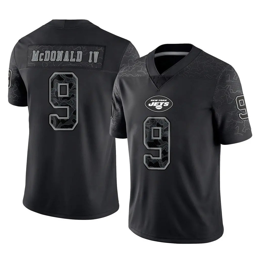 Boles NY.Jets #9 Will McDonald IV Player Stealth Black Limited Reflective Home Game Stitched Jerseys