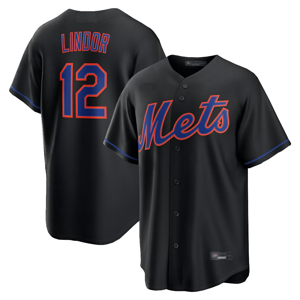 Boles NY.Mets #12 Francisco Lindor Player Black Alternate Home Game Stitched Jerseys