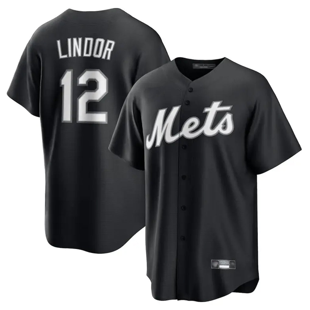 Boles NY.Mets #12 Francisco Lindor Player Black Home Game Stitched Jerseys