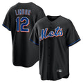 Boles NY.Mets #12 Francisco Lindor Player Black Replica Home Game Stitched Jerseys