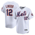 Boles NY.Mets #12 Francisco Lindor Player White Home Limited Stitched Jerseys