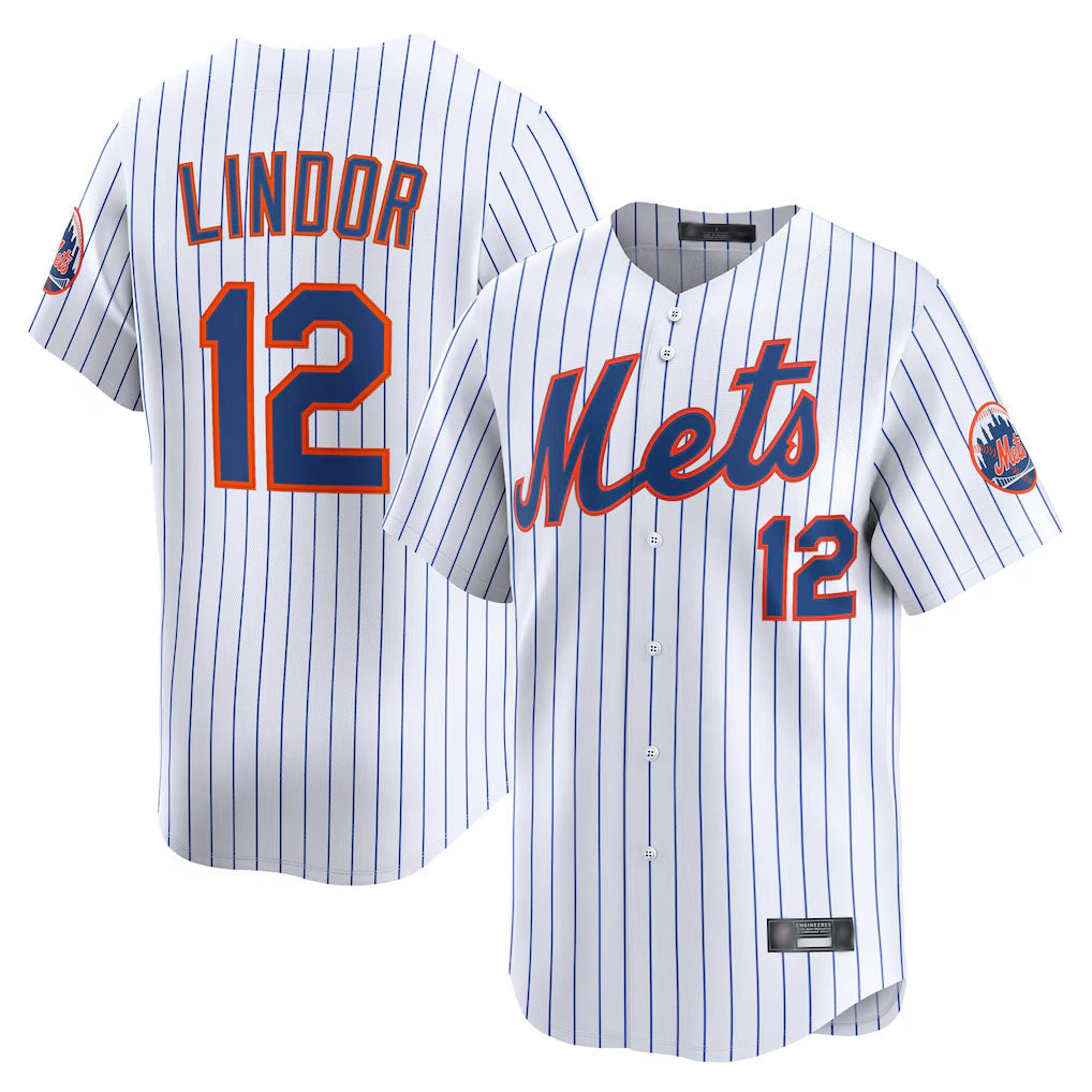 Boles NY.Mets #12 Francisco Lindor Player White Home Limited Stitched Jerseys