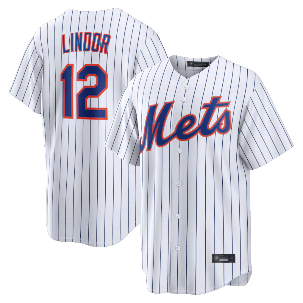 Boles NY.Mets #12 Francisco Lindor Player White Home Replica Stitched Jerseys