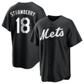 Boles NY.Mets #18 Darryl Strawberry Player Black Home Game Stitched Jerseys