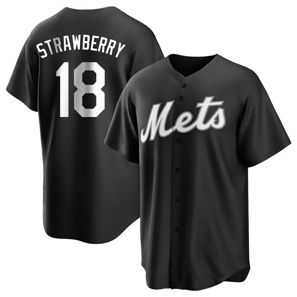 Boles NY.Mets #18 Darryl Strawberry Player Black Home Game Stitched Jerseys