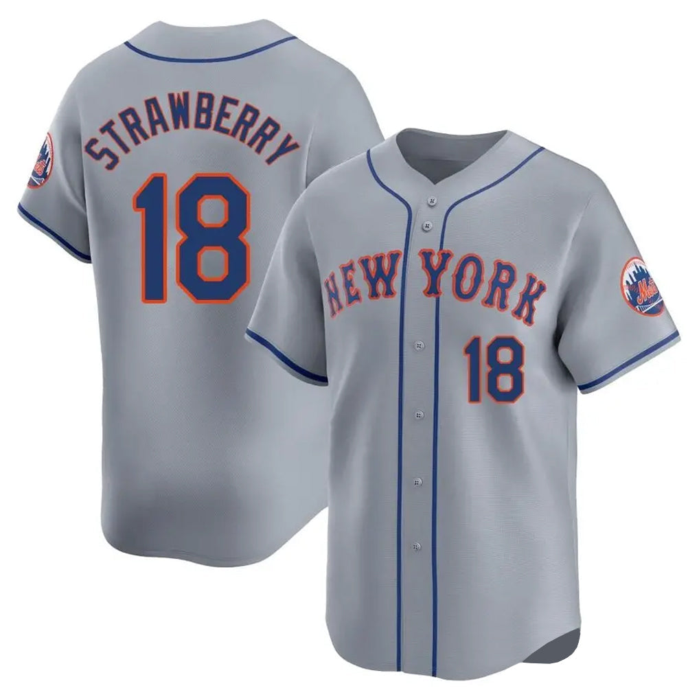 Boles NY.Mets #18 Darryl Strawberry Player Gray Road Limited Home Stitched Jerseys
