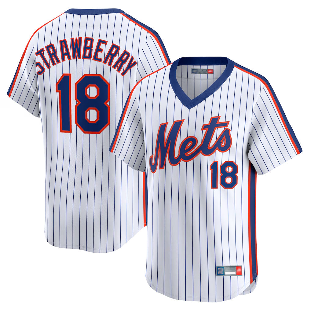 Boles NY.Mets #18 Darryl Strawberry Player White Cooperstown Collection T-shirt Game Stitched Jerseys