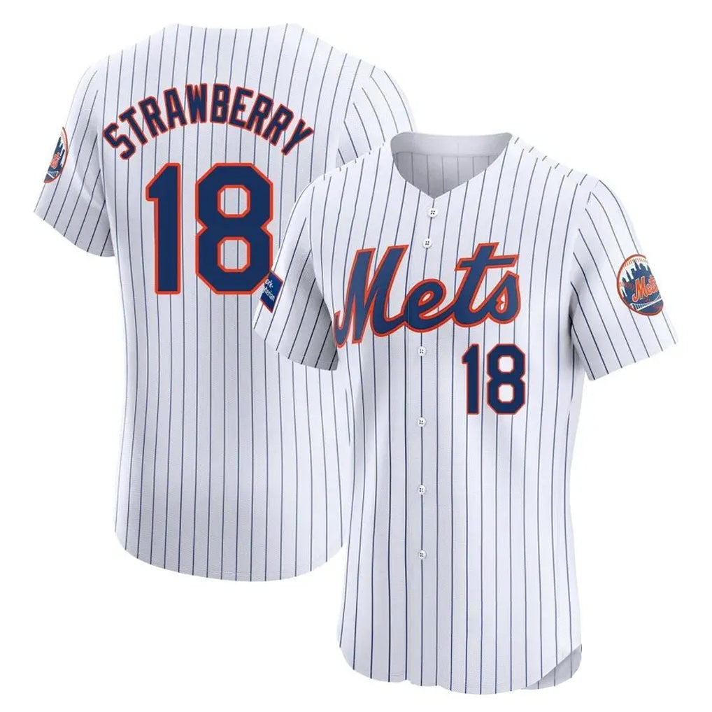 Boles NY.Mets #18 Darryl Strawberry Player White Home Limited Elite Stitched Jerseys