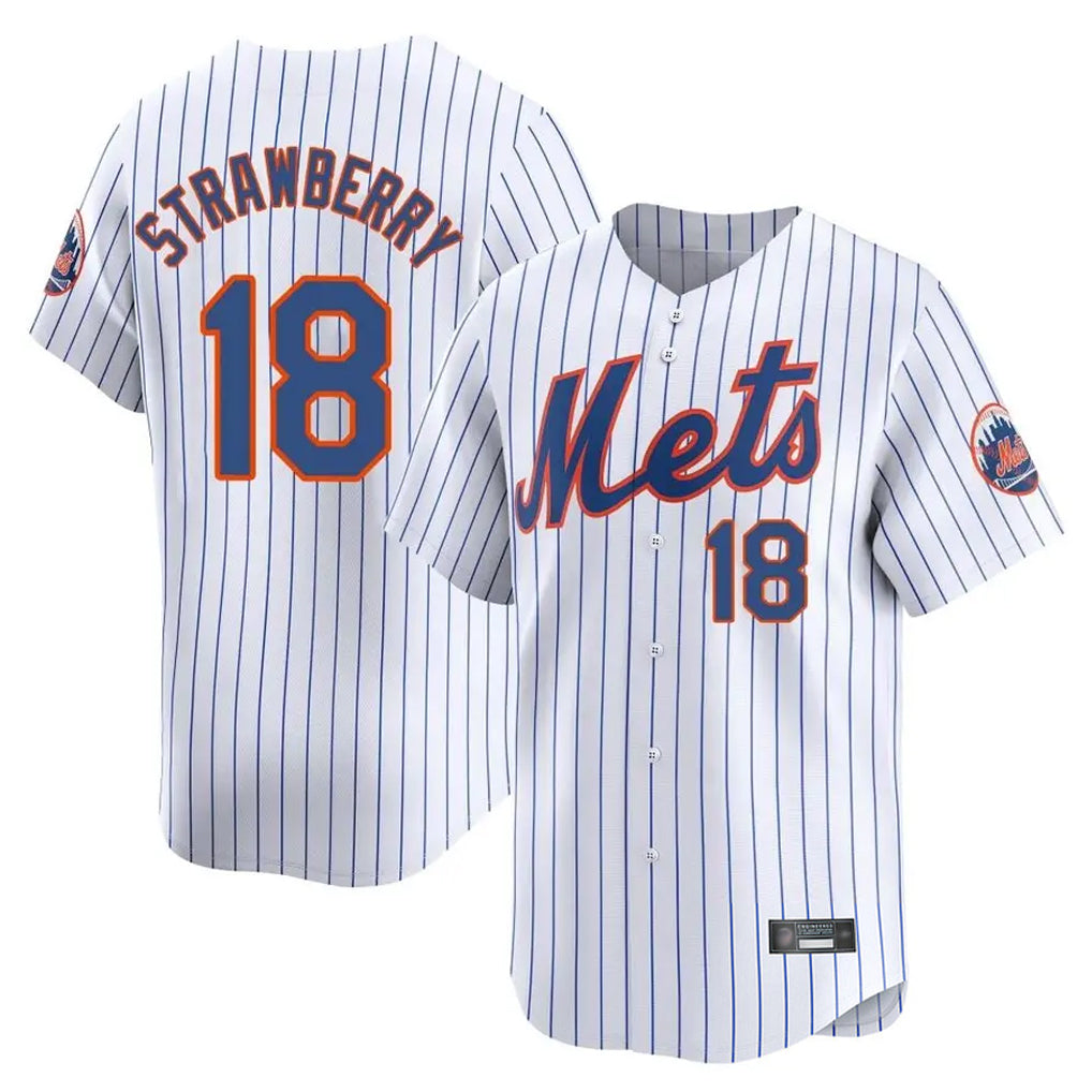 Boles NY.Mets #18 Darryl Strawberry Player White Home Limited Stitched Jerseys