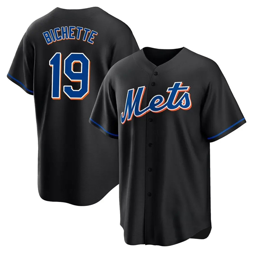 Boles NY.Mets #19 Bo Bichette Player Black Replica Home Game Stitched Jerseys