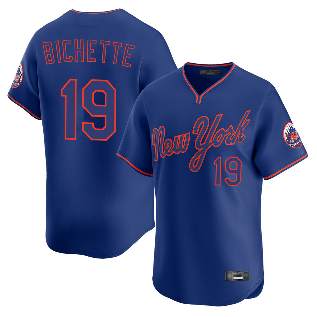 Boles NY.Mets #19 Bo Bichette Player Royal T-shirt Home Limited Elite Stitched Jerseys