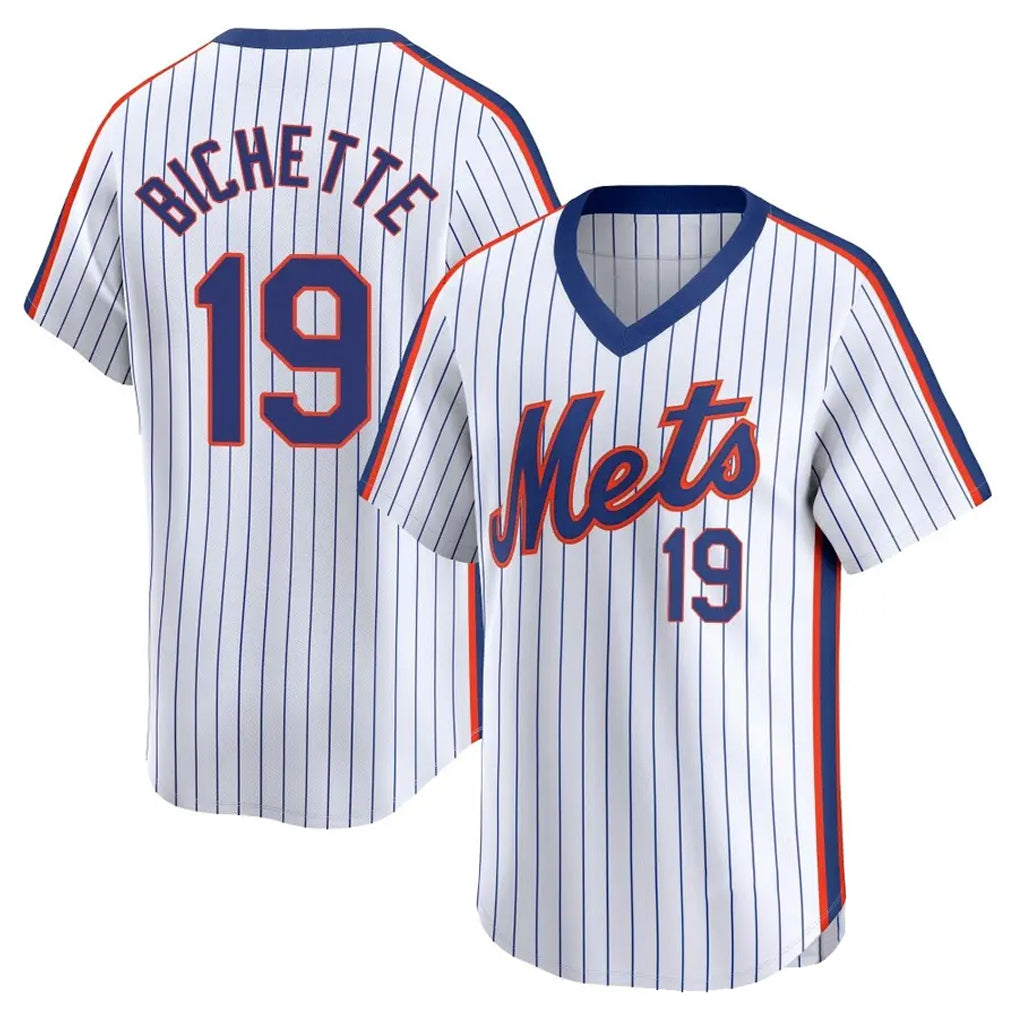Boles NY.Mets #19 Bo Bichette Player White Cooperstown Collection T-shirt Game Stitched Jerseys