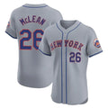 Boles NY.Mets #26 Nolan McLean Player Gray Road Limited Elite Home Stitched Jerseys