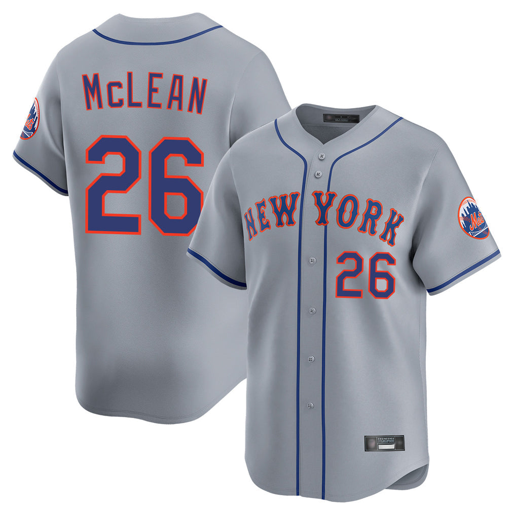Boles NY.Mets #26 Nolan McLean Player Gray Road Limited Home Stitched Jerseys