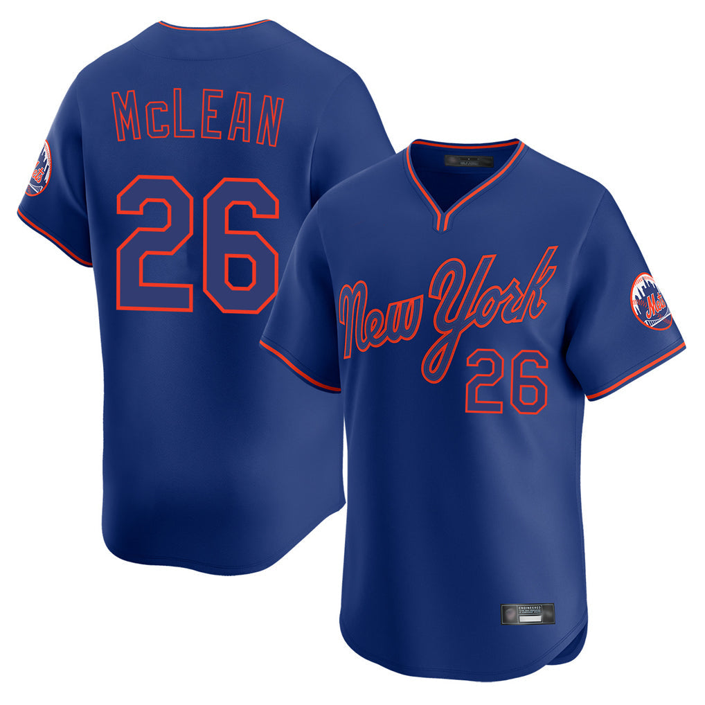 Boles NY.Mets #26 Nolan McLean Player Royal T-shirt Home Limited Elite Stitched Jerseys