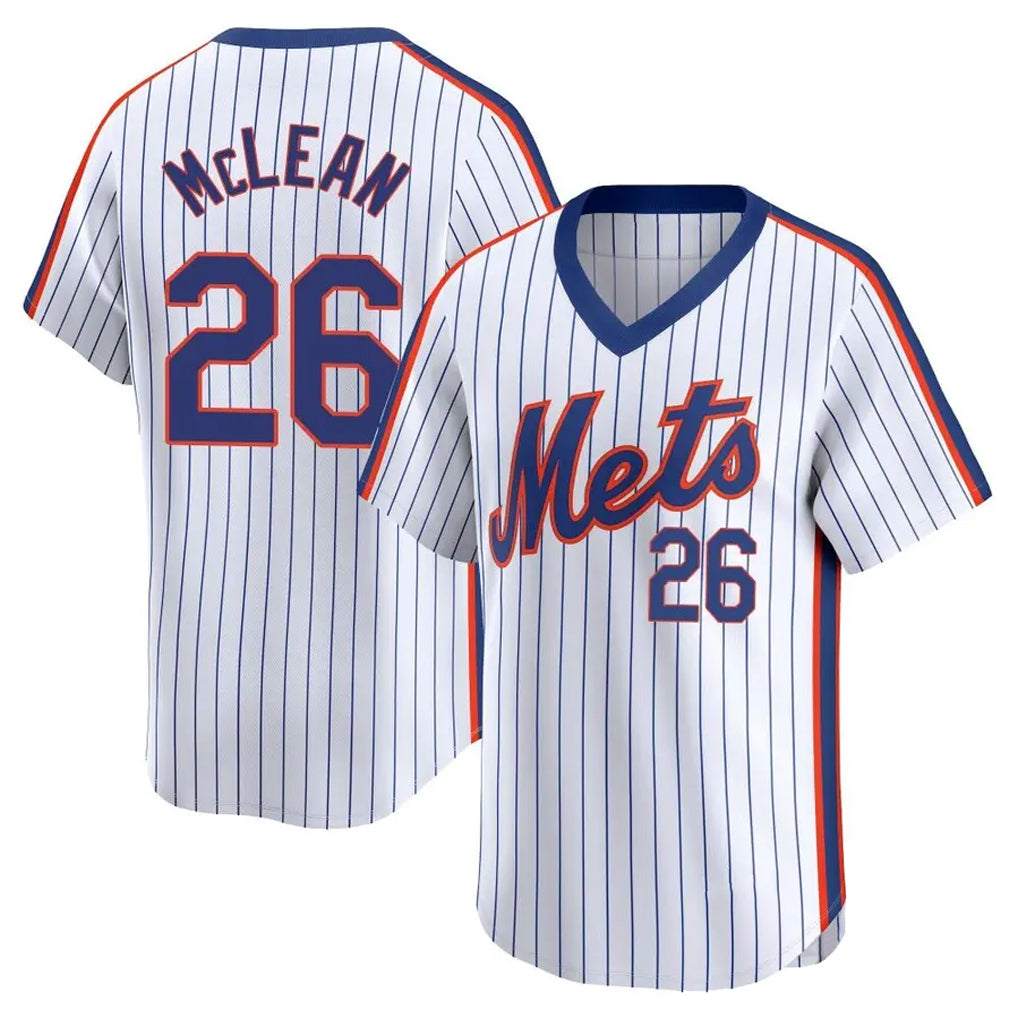 Boles NY.Mets #26 Nolan McLean Player White Cooperstown Collection T-shirt Game Stitched Jerseys